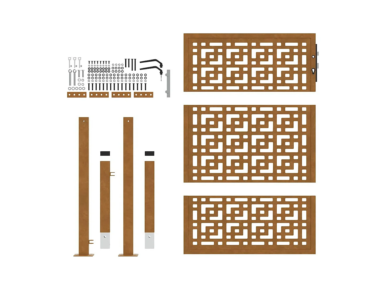 Puerta de jardín de acero resistente a la intemperie con diseño en forma de cruz