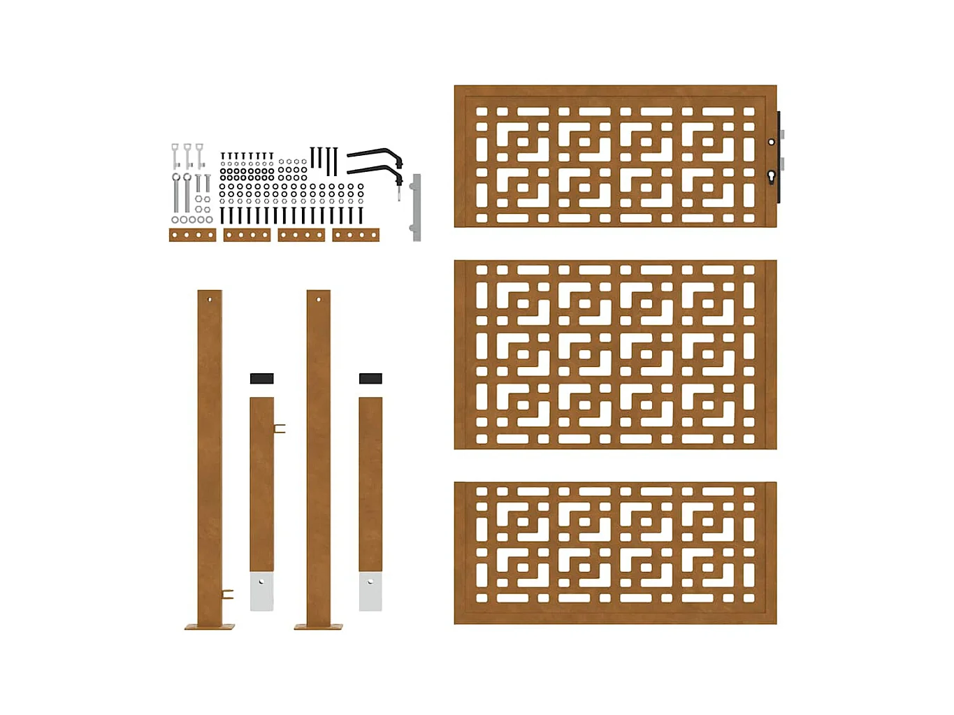Puerta de jardín de acero resistente a la intemperie con diseño en forma de cruz