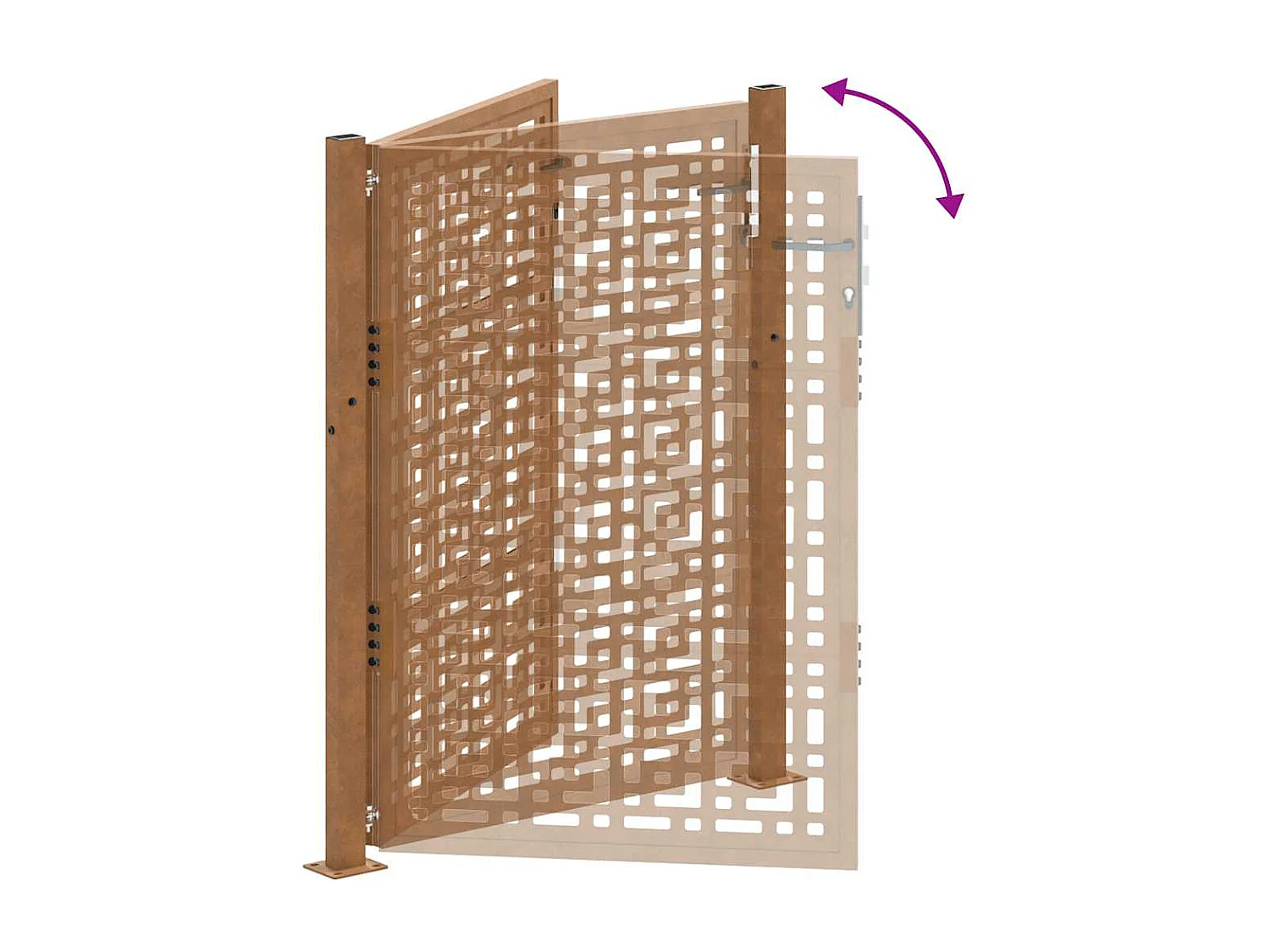 Puerta de jardín de acero resistente a la intemperie con diseño en forma de cruz