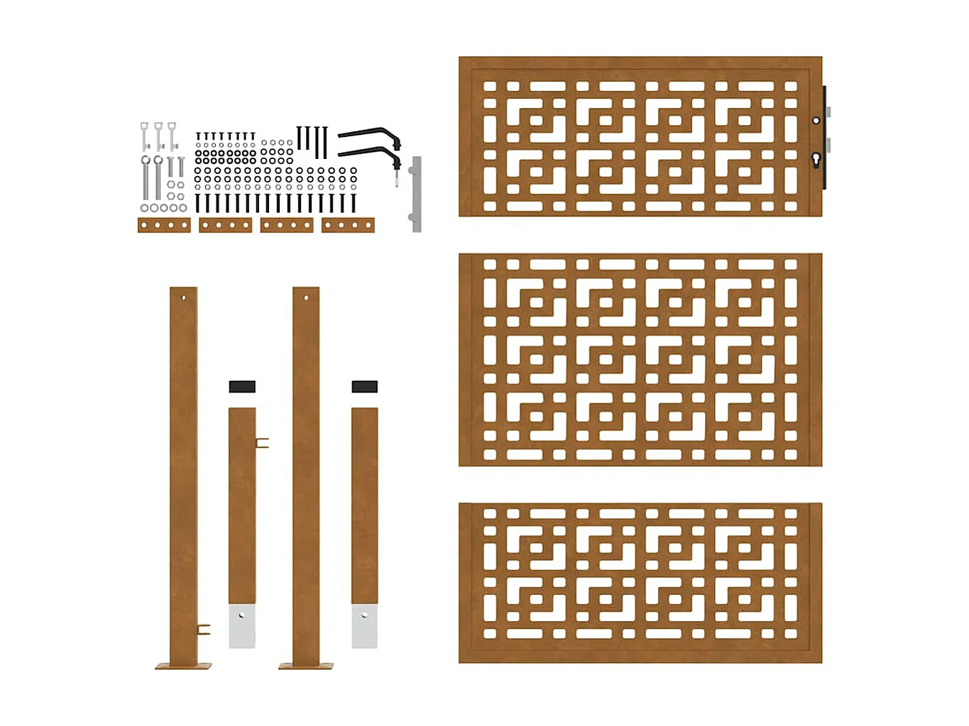 Wetterfestes Gartentor aus Stahl mit Kreuz-Design