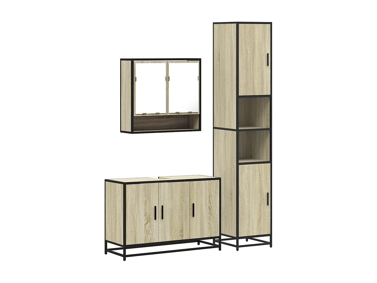 Ensemble de meubles de salle de bain 3 pcs chêne sonoma