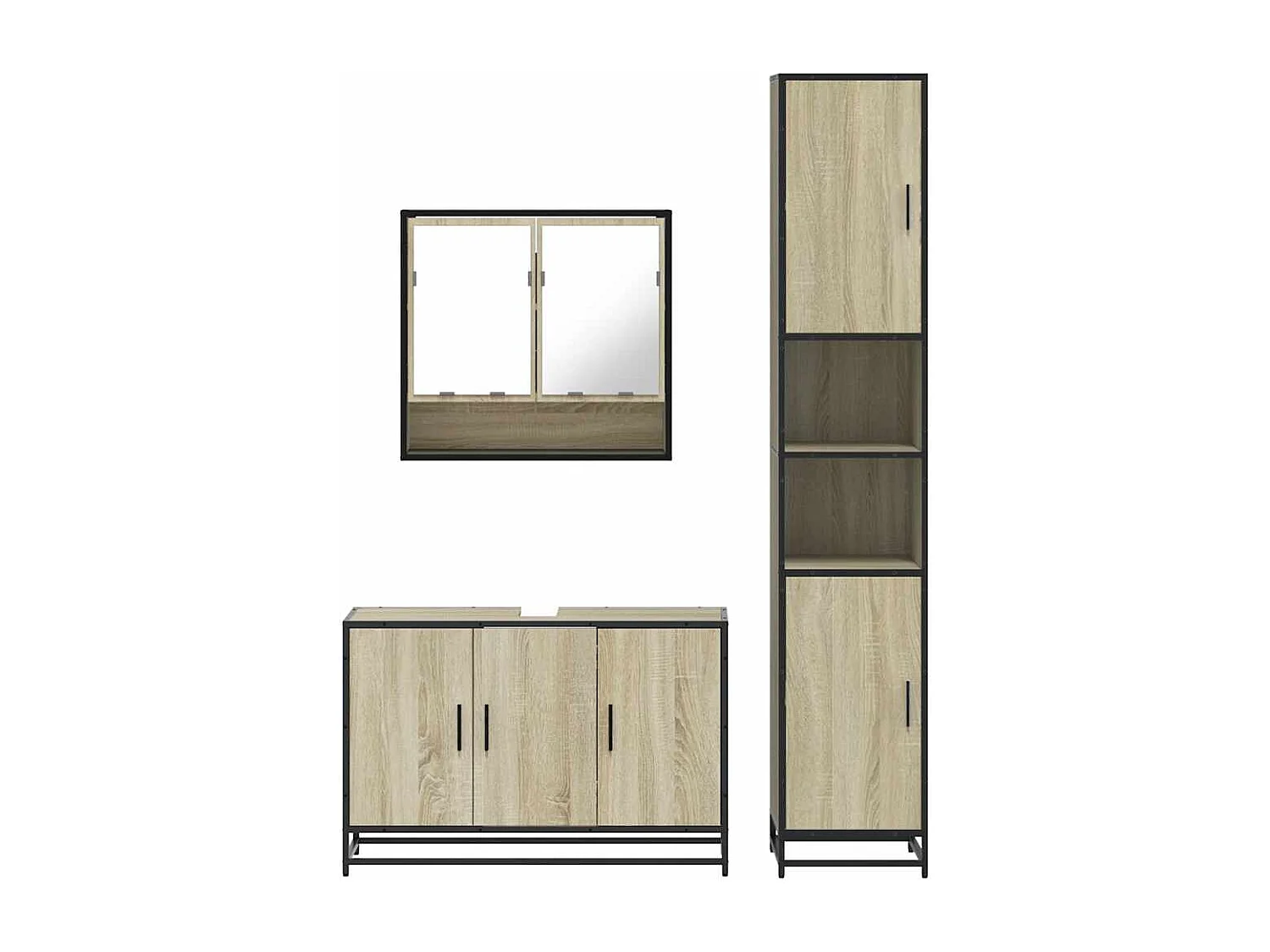 Ensemble de meubles de salle de bain 3 pcs chêne sonoma