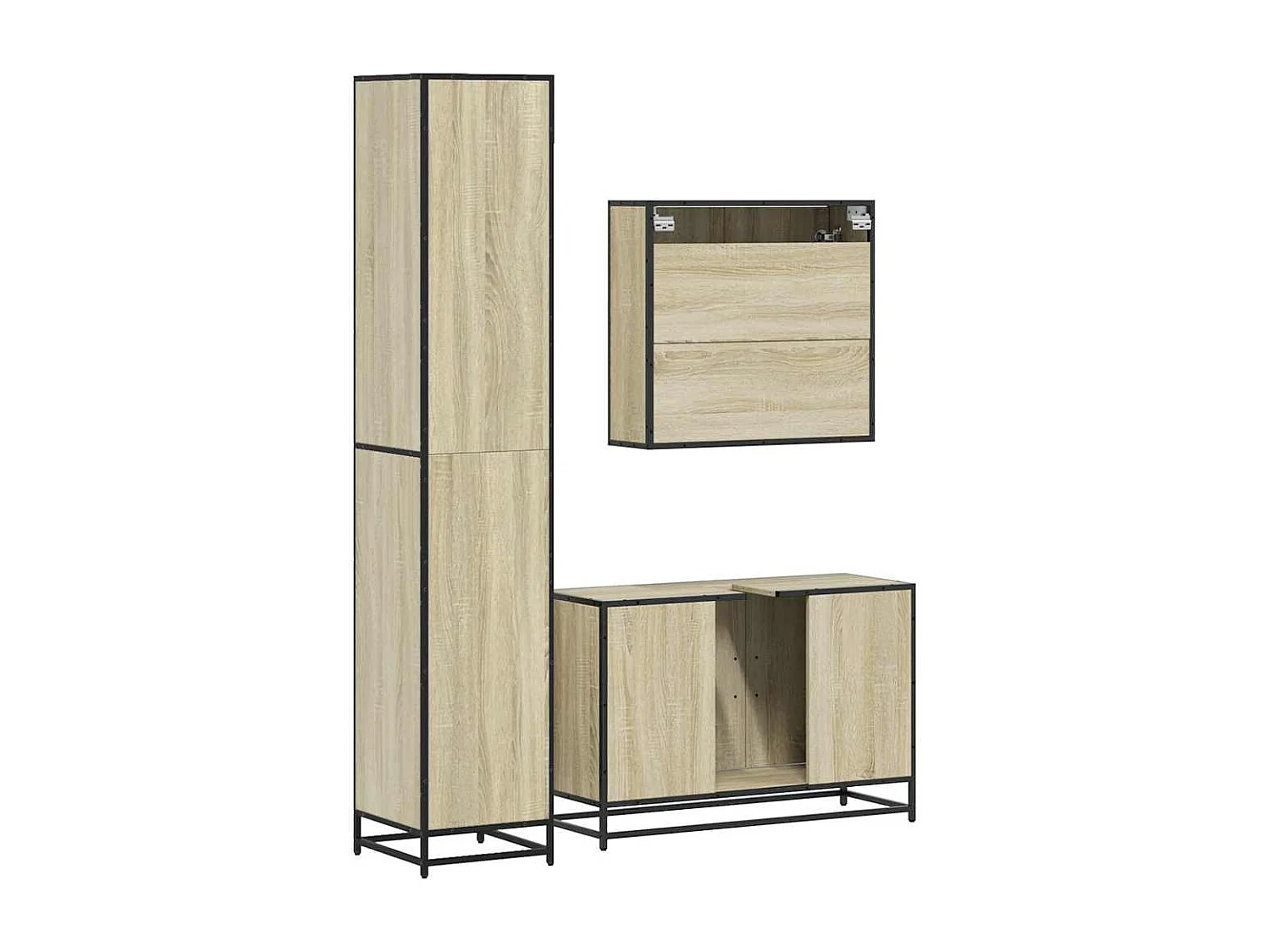 Ensemble de meubles de salle de bain 3 pcs chêne sonoma