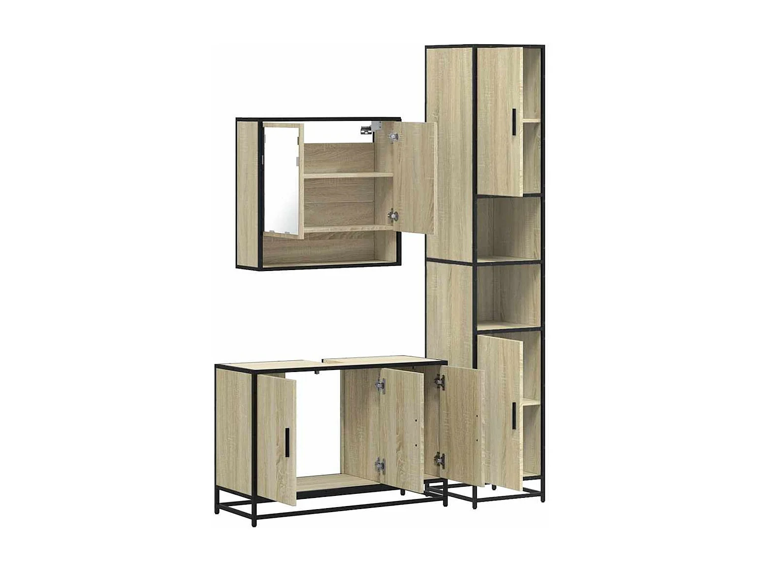 Ensemble de meubles de salle de bain 3 pcs chêne sonoma