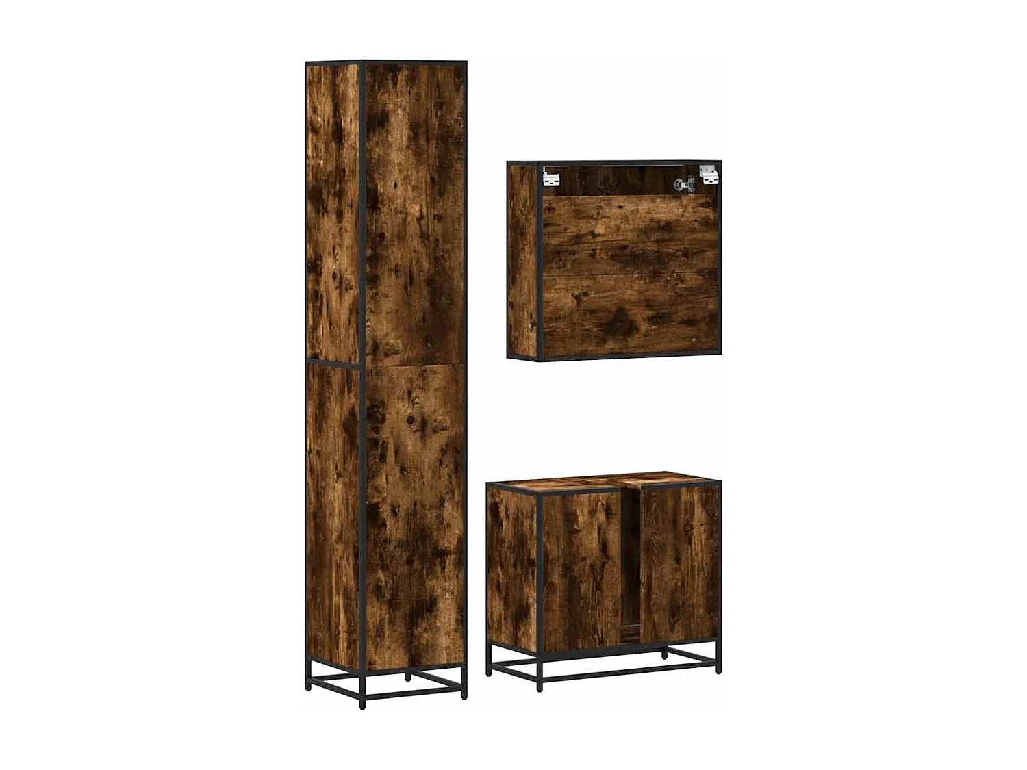 Set di mobili da bagno 3 pezzi Rovere affumicato