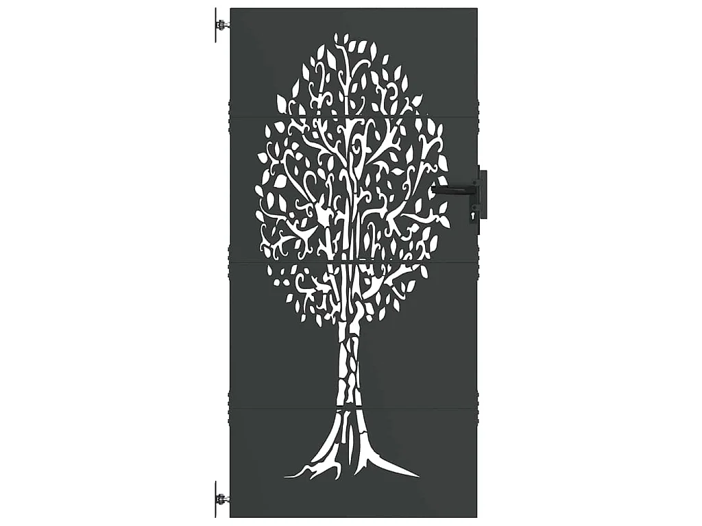 Puerta de jardín, Puerta de jardín 85x75 cm Diseño de árbol en acero Corten