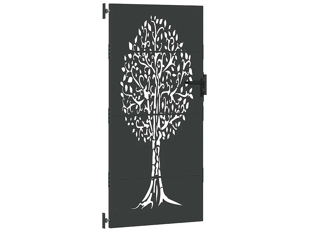 Puerta de jardín, Puerta de jardín 85x75 cm Diseño de árbol en acero Corten