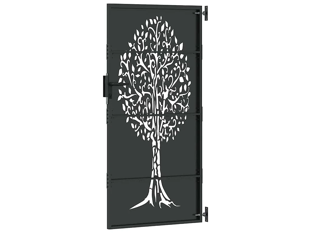 Puerta de jardín, Puerta de jardín 85x75 cm Diseño de árbol en acero Corten