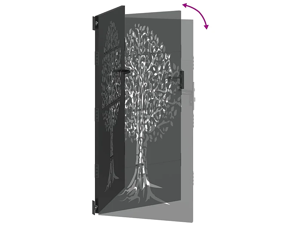 Puerta de jardín, Puerta de jardín 85x75 cm Diseño de árbol en acero Corten