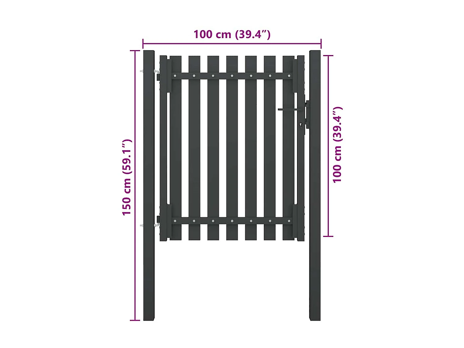 Cancello per recinzione da giardino in acciaio 1x1,5 m antracite