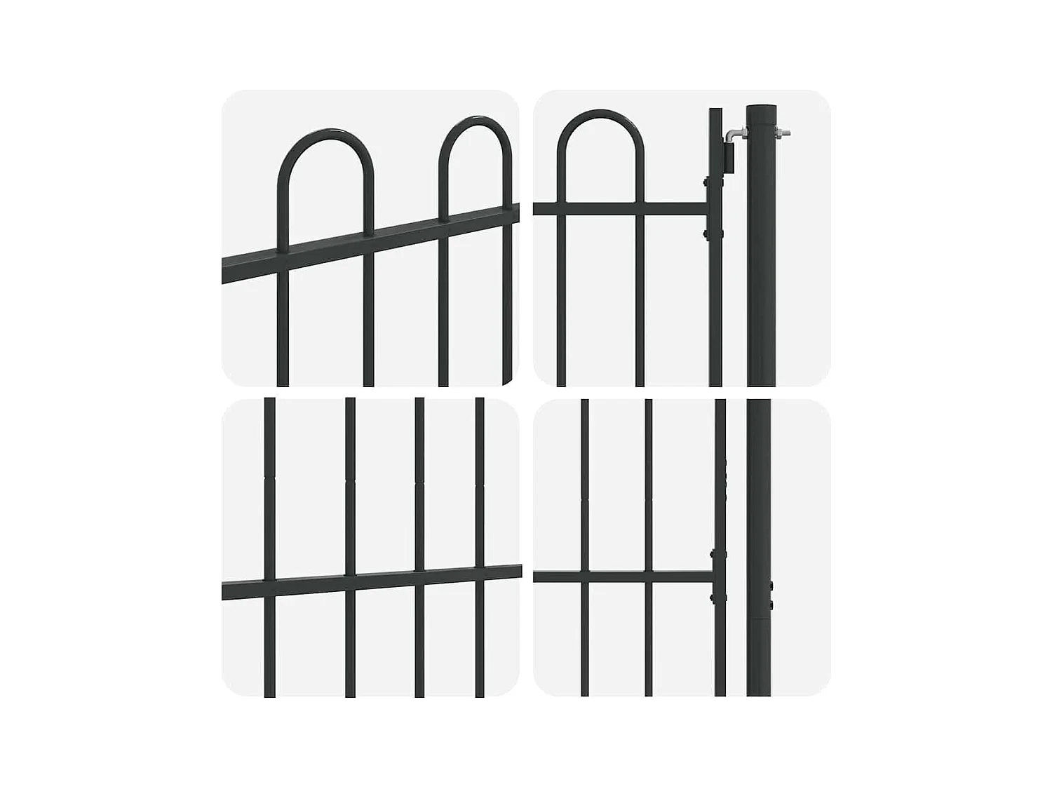 Grijze hekpoort 100 x 150 cm gepoedercoat staal