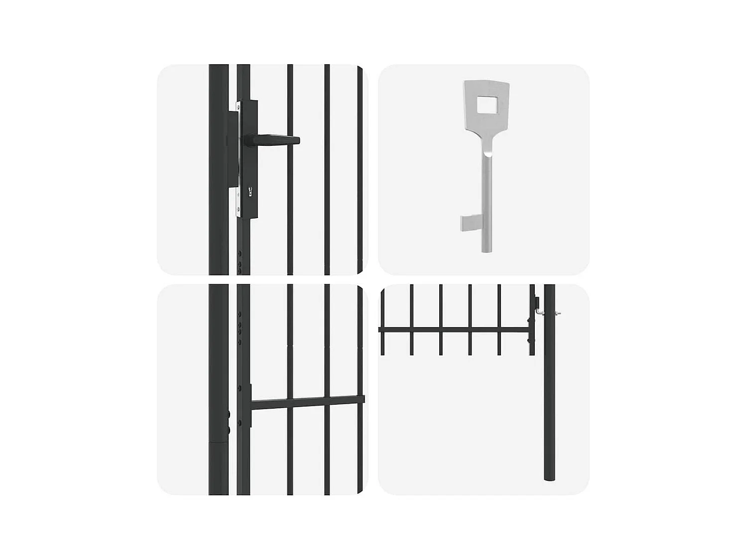 Grijze hekpoort 100 x 150 cm gepoedercoat staal