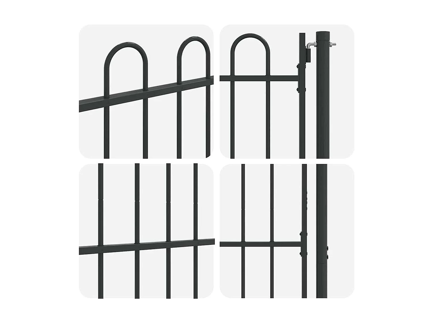 Porte de Clôture Gris 100 x 150 cm Acier revêtu de poudre