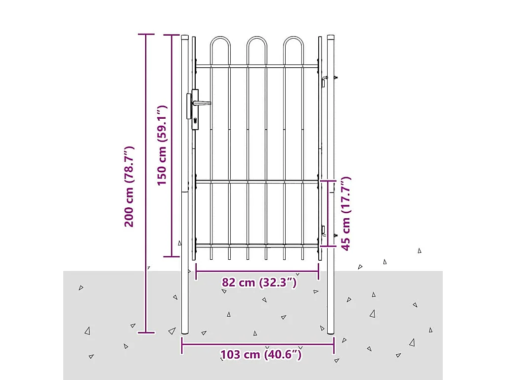 Porte de Clôture Gris 100 x 150 cm Acier revêtu de poudre