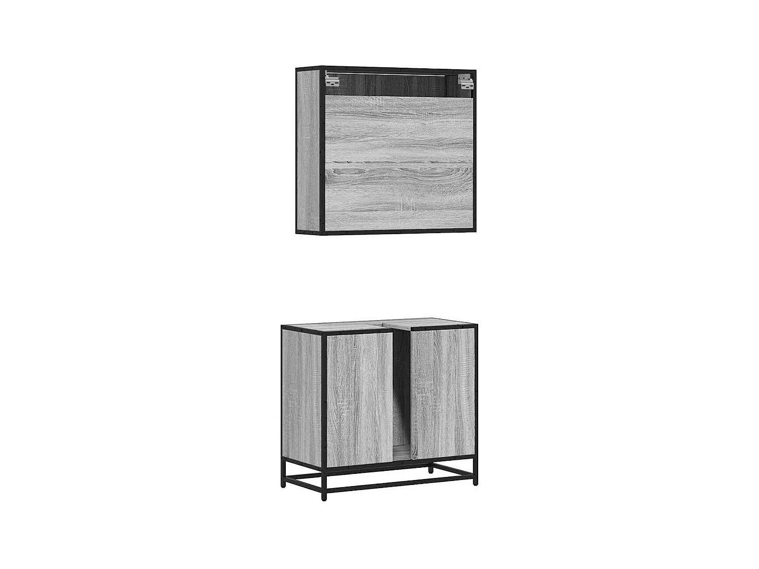 Ensemble de meubles de salle de bain 2 pcs Sonoma gris