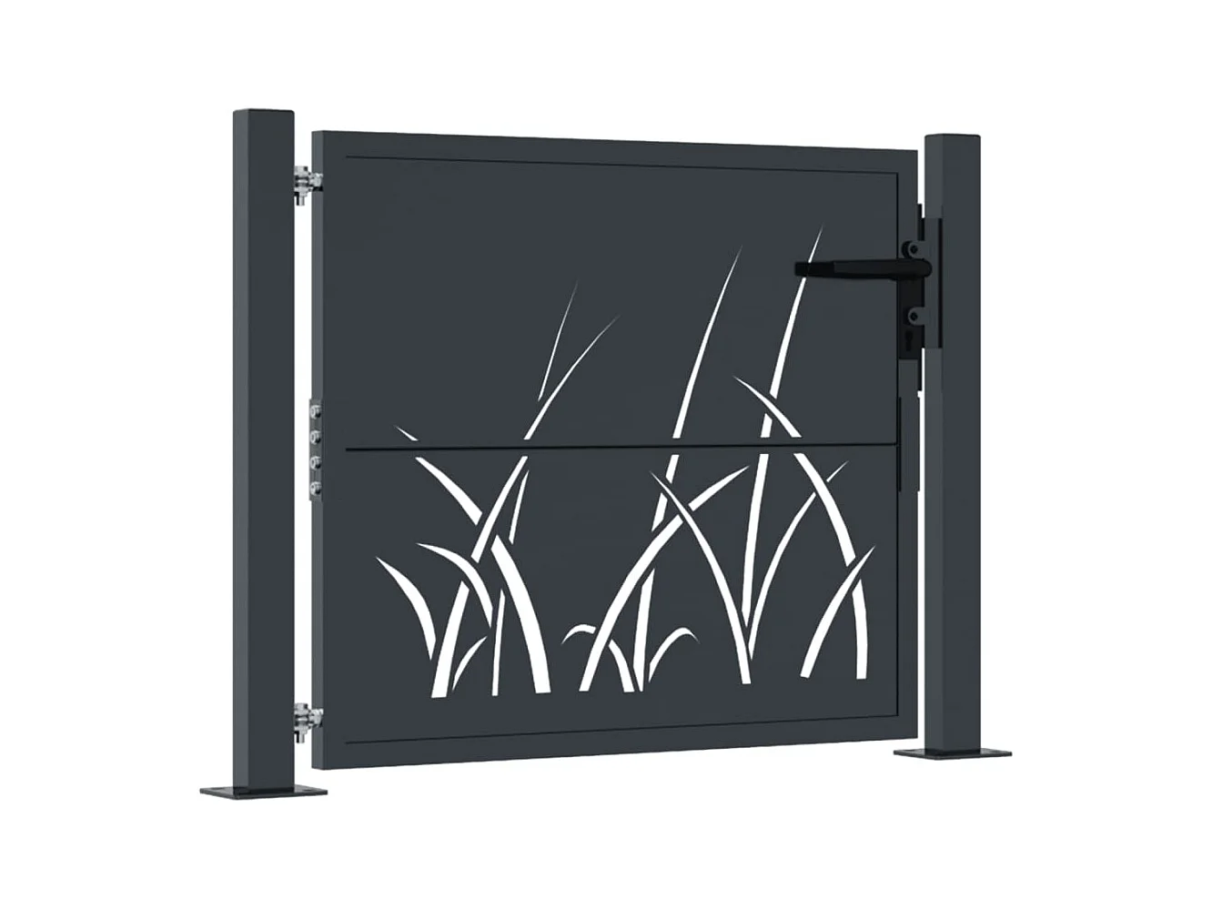 Cancello da giardino antracite 105x80 cm design erba in acciaio