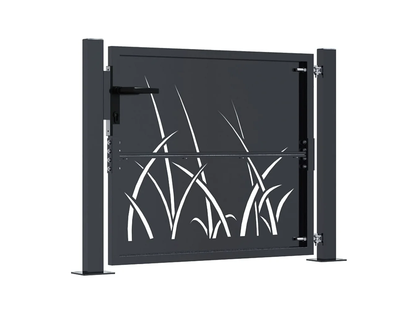 Cancello da giardino antracite 105x80 cm design erba in acciaio