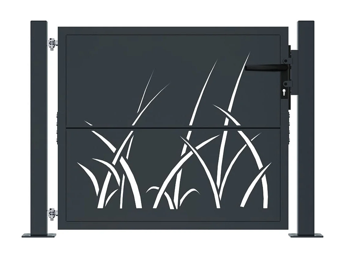 Portail de jardin anthracite 105x80 cm acier conception d'herbe