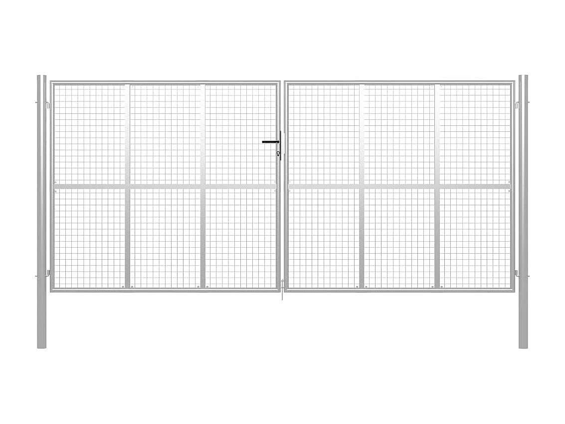 Cancello da giardino in acciaio zincato 415 x 200 cm argento
