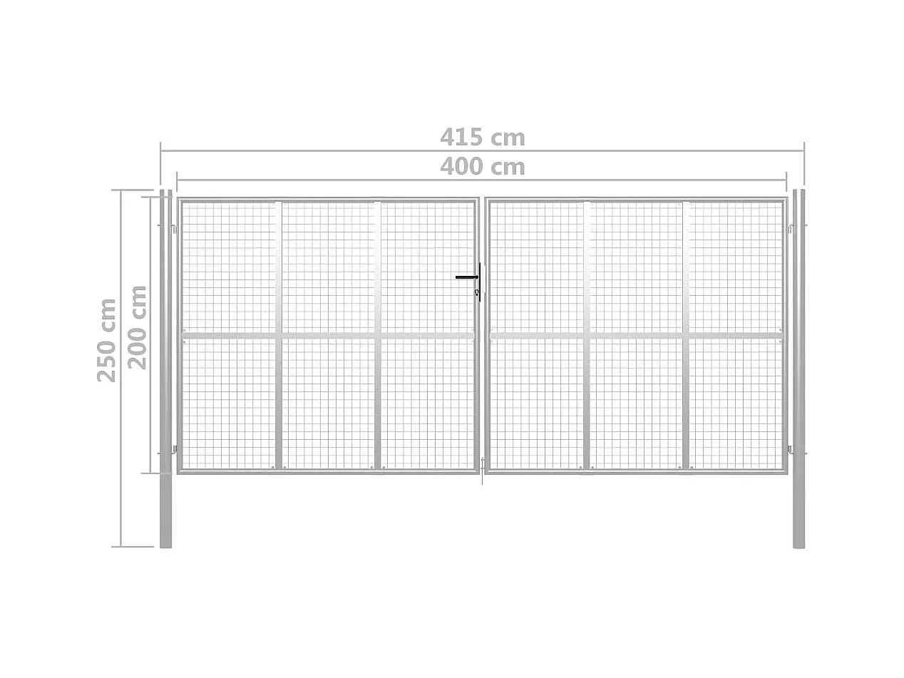 Cancello da giardino in acciaio zincato 415 x 200 cm argento