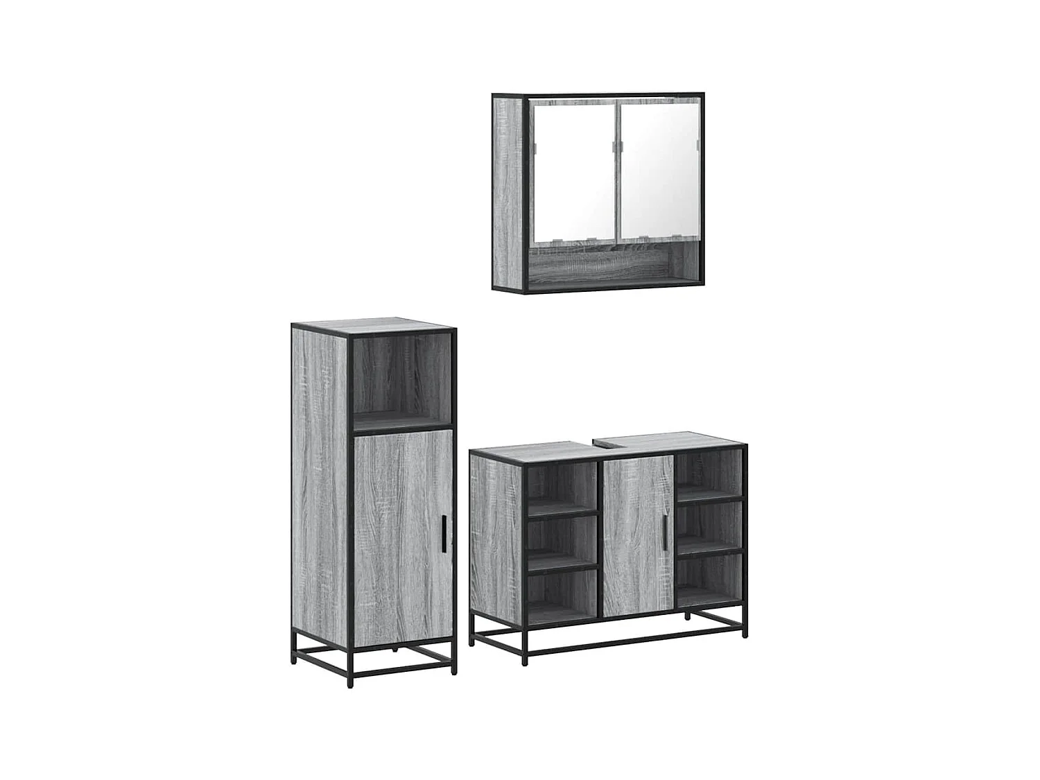 Ensemble de meubles de salle de bain 3 pcs Sonoma gris