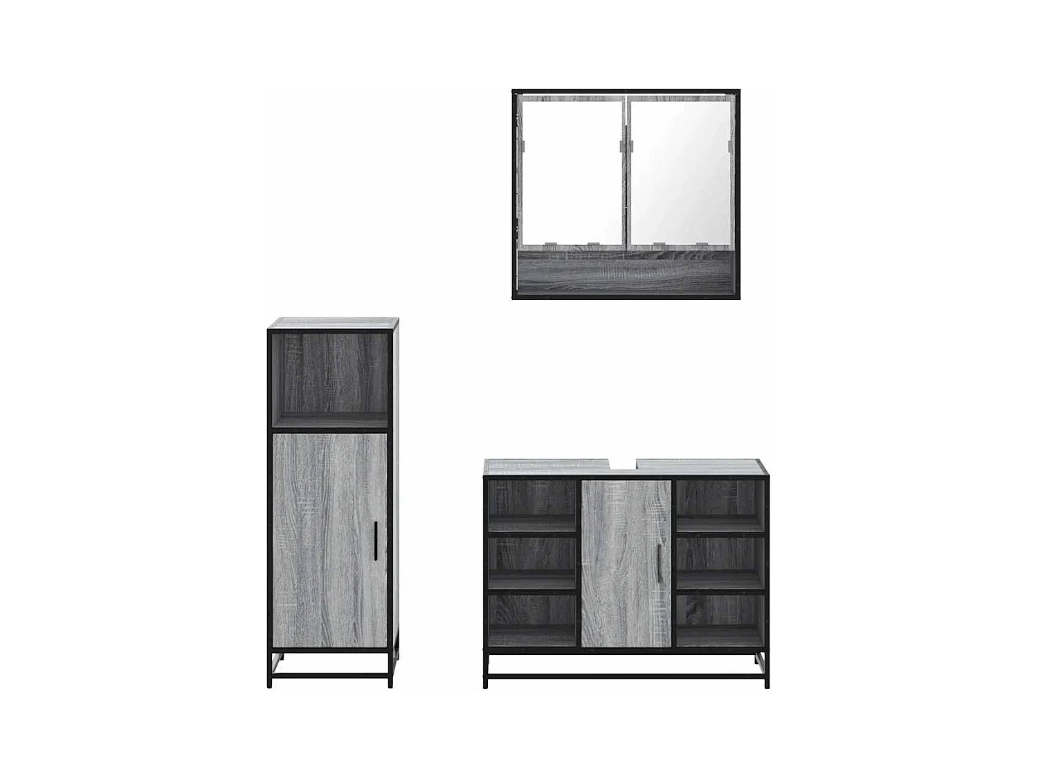 Ensemble de meubles de salle de bain 3 pcs Sonoma gris