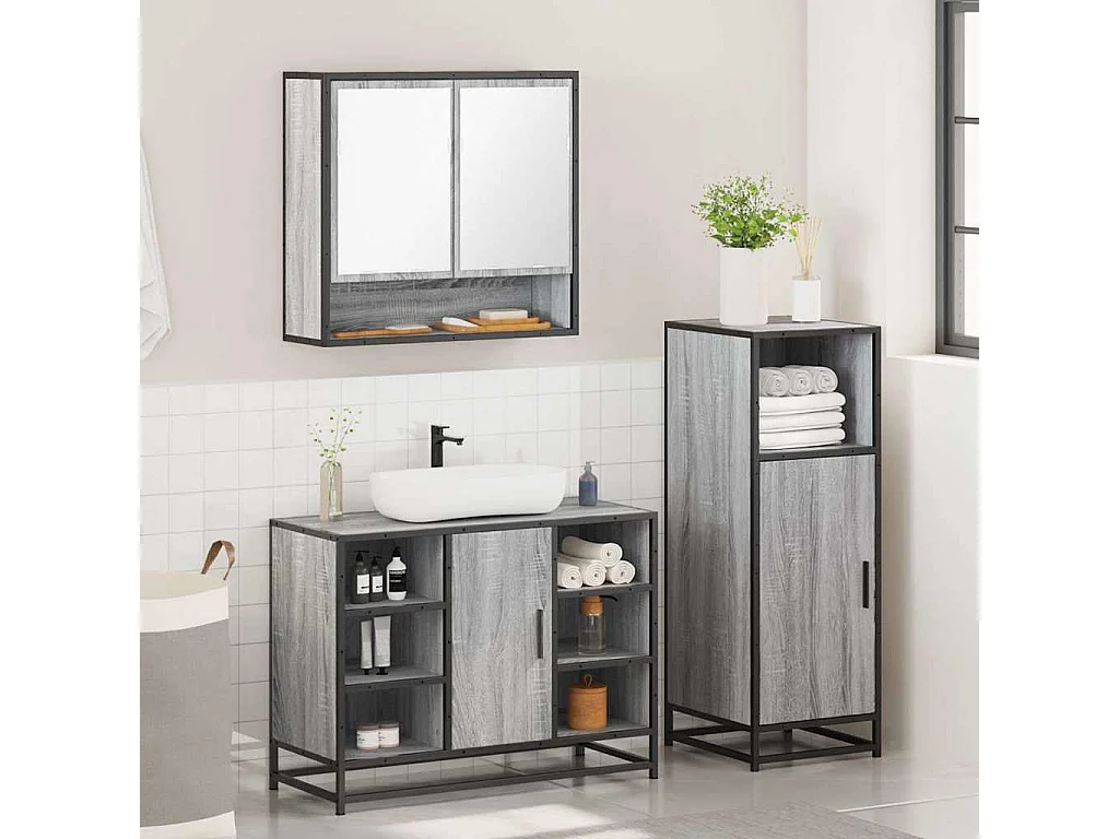 Set di mobili da bagno Sonoma Grey da 3 pezzi