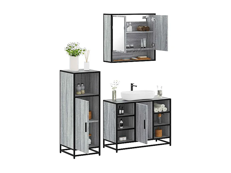 Set di mobili da bagno Sonoma Grey da 3 pezzi