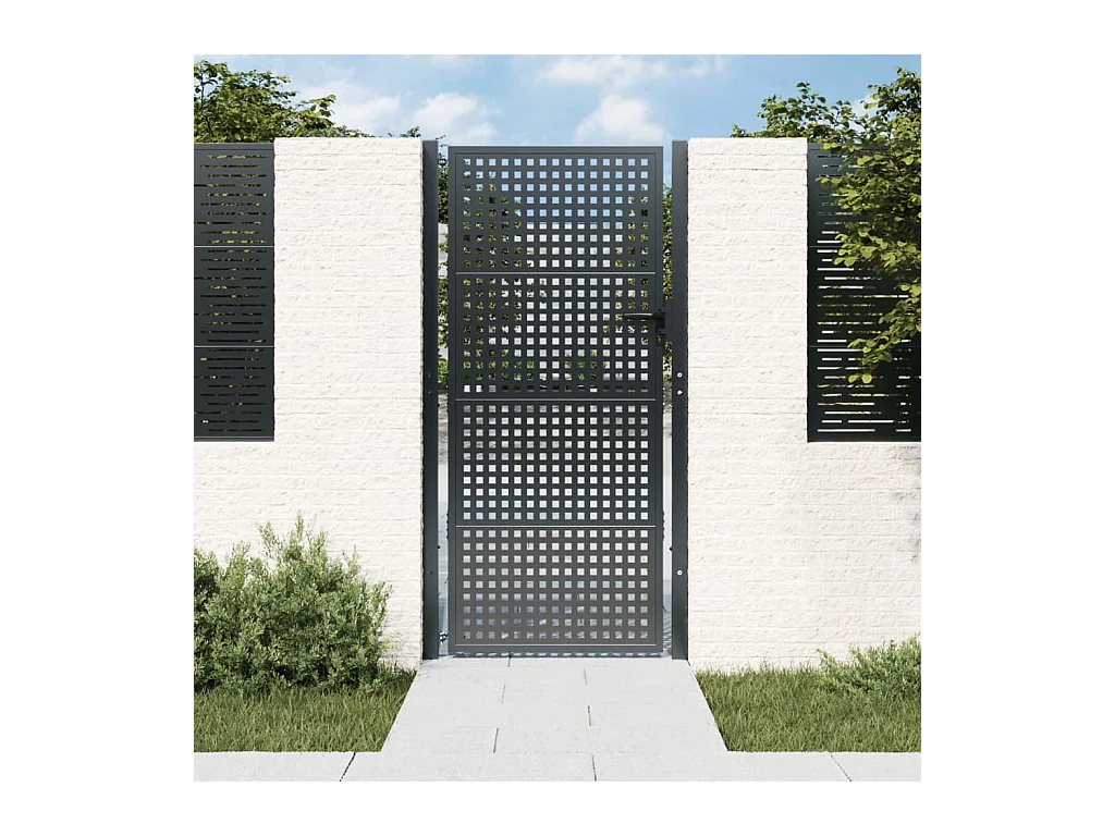 Cancello da giardino antracite 105 x 200 cm Acciaio