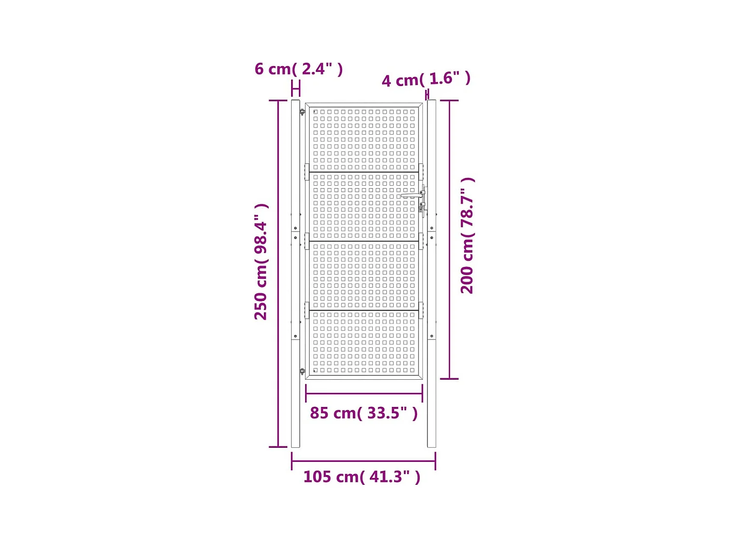 Cancello da giardino antracite 105 x 200 cm Acciaio