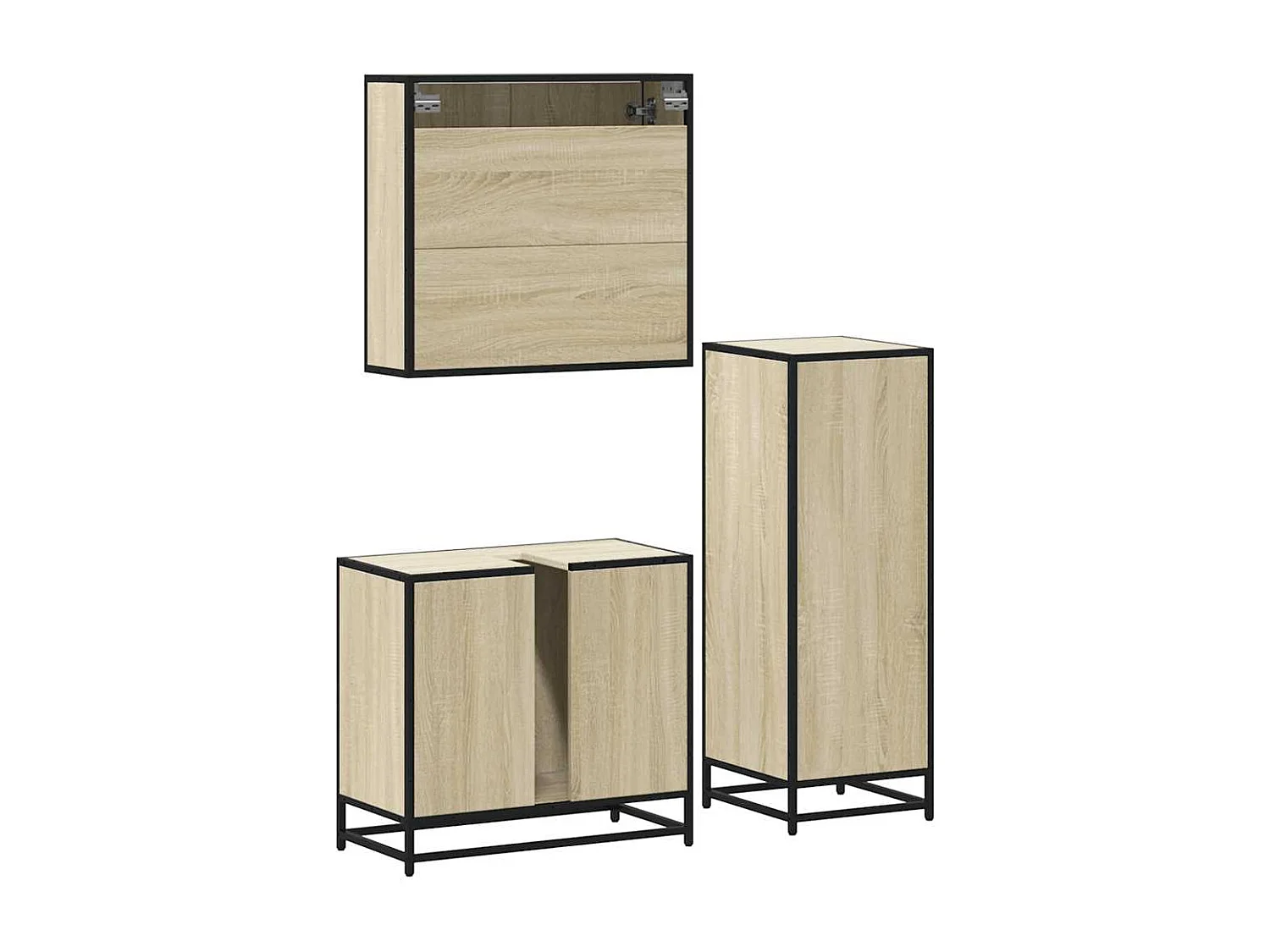 3-teiliges Badmöbel-Set Sonoma-Eiche
