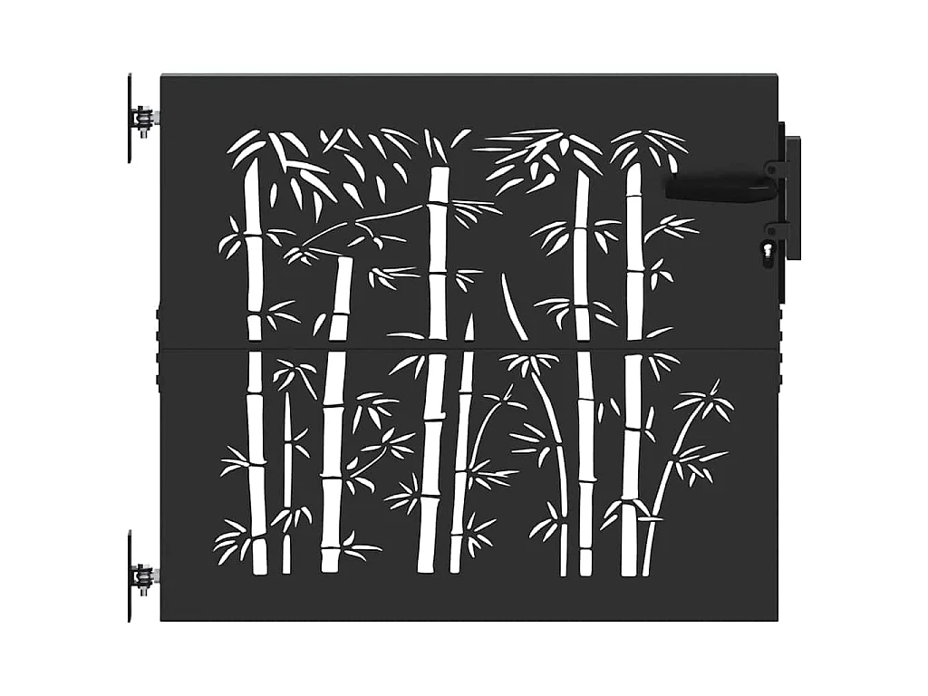 Puerta de jardín negra de 105 x 100 cm de acero con recubrimiento en polvo