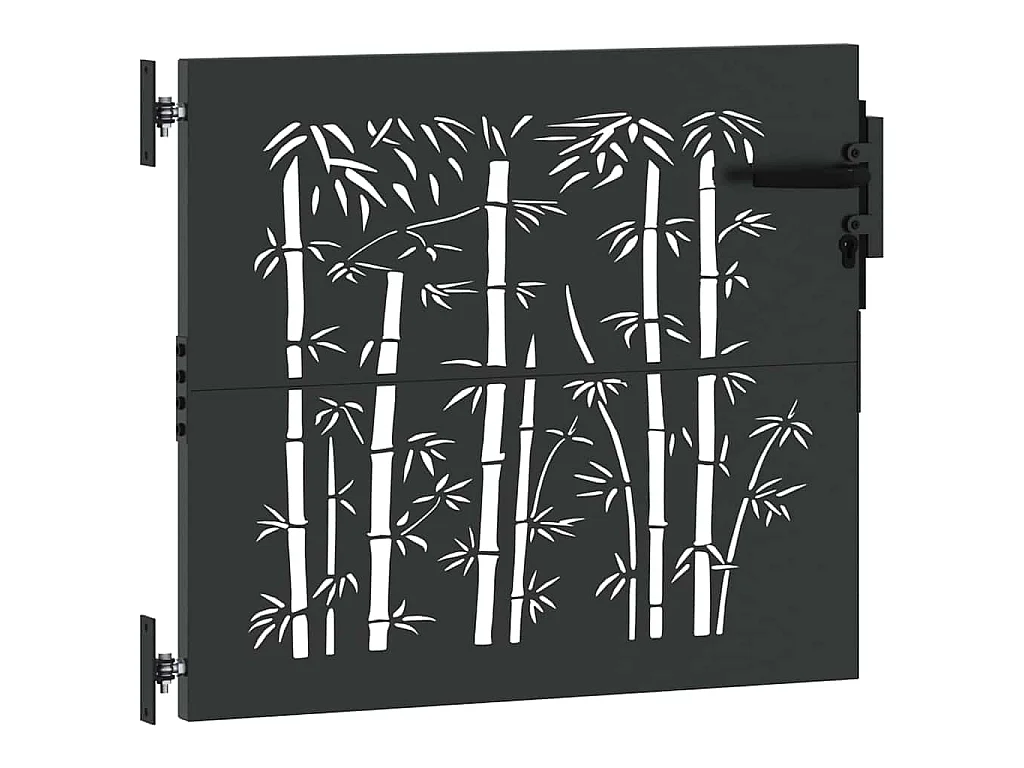 Puerta de jardín negra de 105 x 100 cm de acero con recubrimiento en polvo