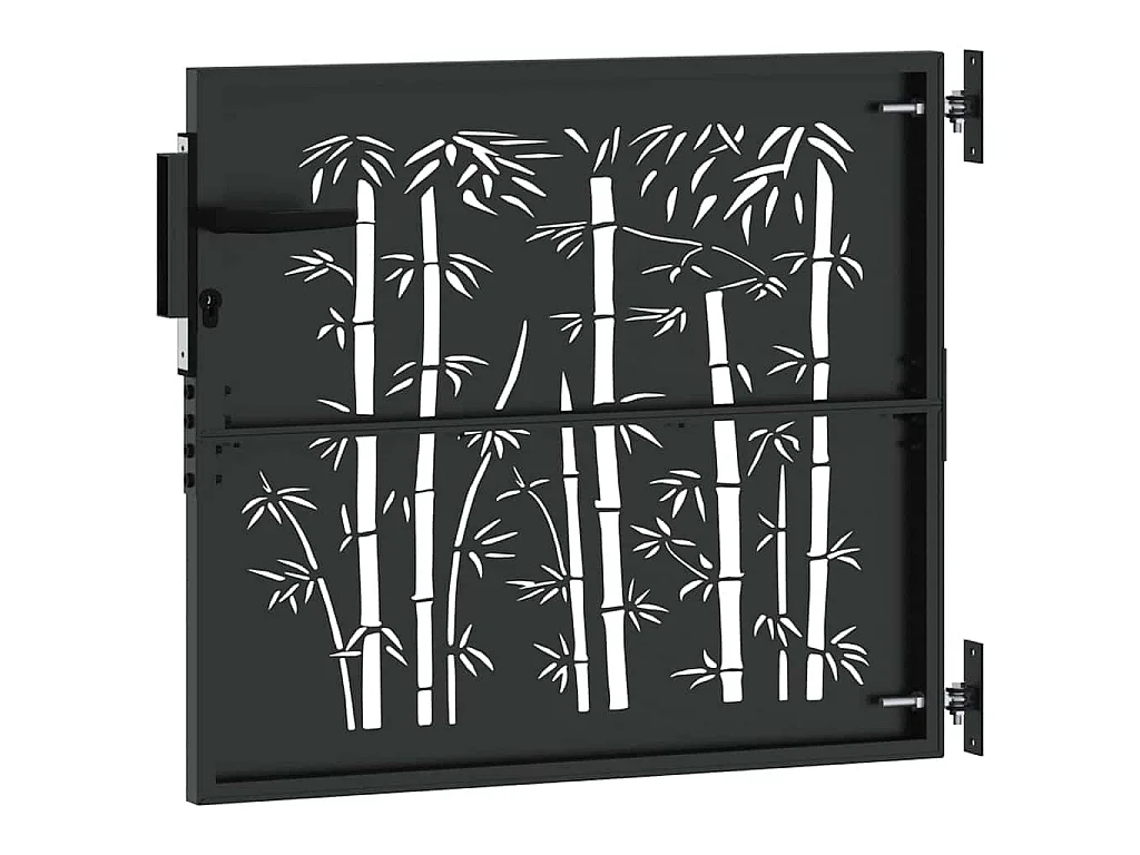 Puerta de jardín negra de 105 x 100 cm de acero con recubrimiento en polvo