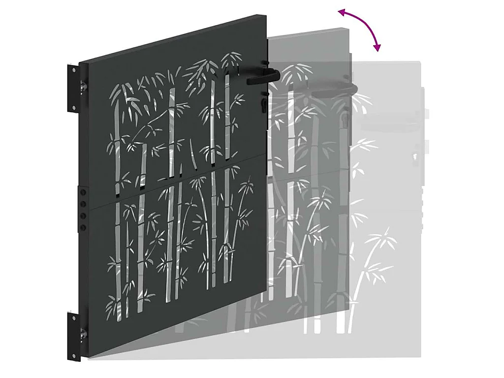 Puerta de jardín negra de 105 x 100 cm de acero con recubrimiento en polvo