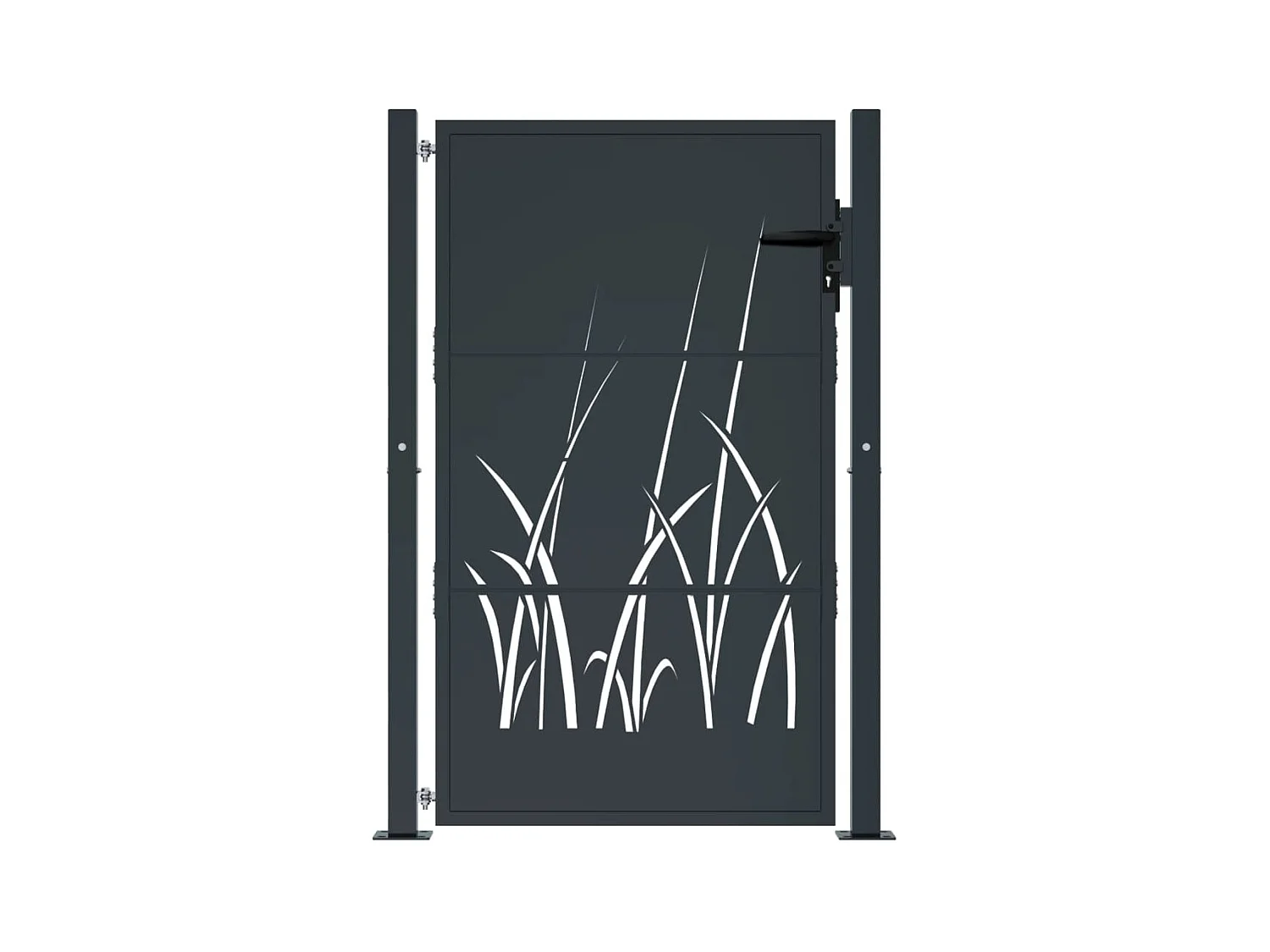 Puerta de jardín antracita de 105 x 155 cm, de acero, con diseño de césped.