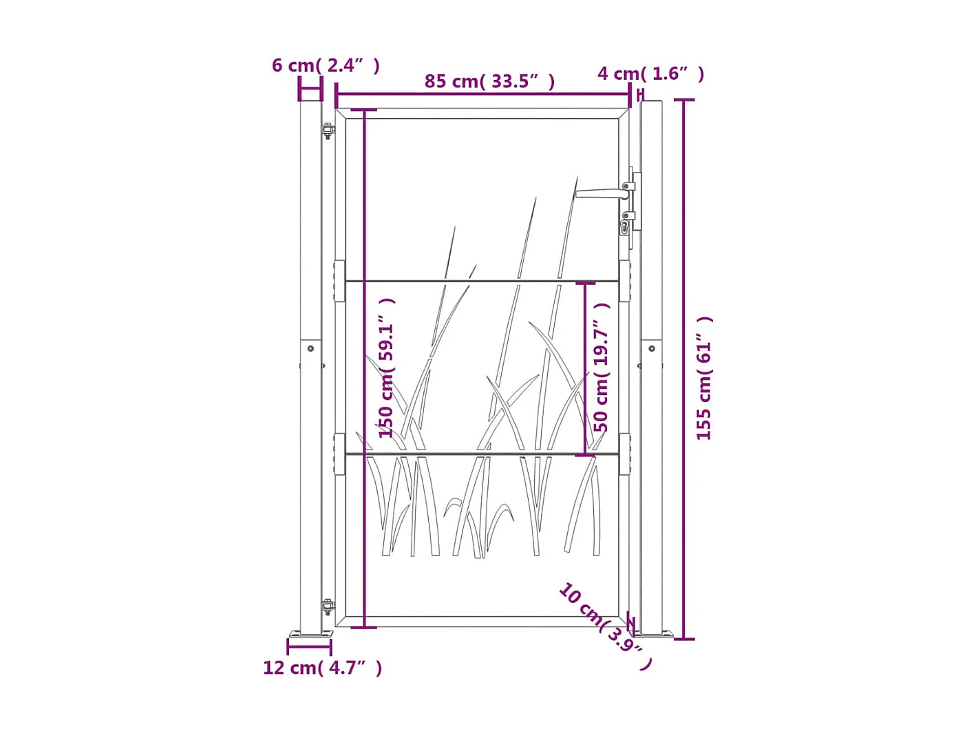Anthrazit Gartentor 105x155cm Stahl Gras Design