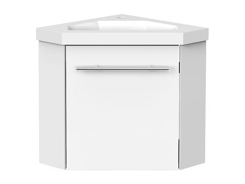 AICA Meuble de coin en pentagone, 39,5x39,5x42cm, avec vasque + une porte, Blanc