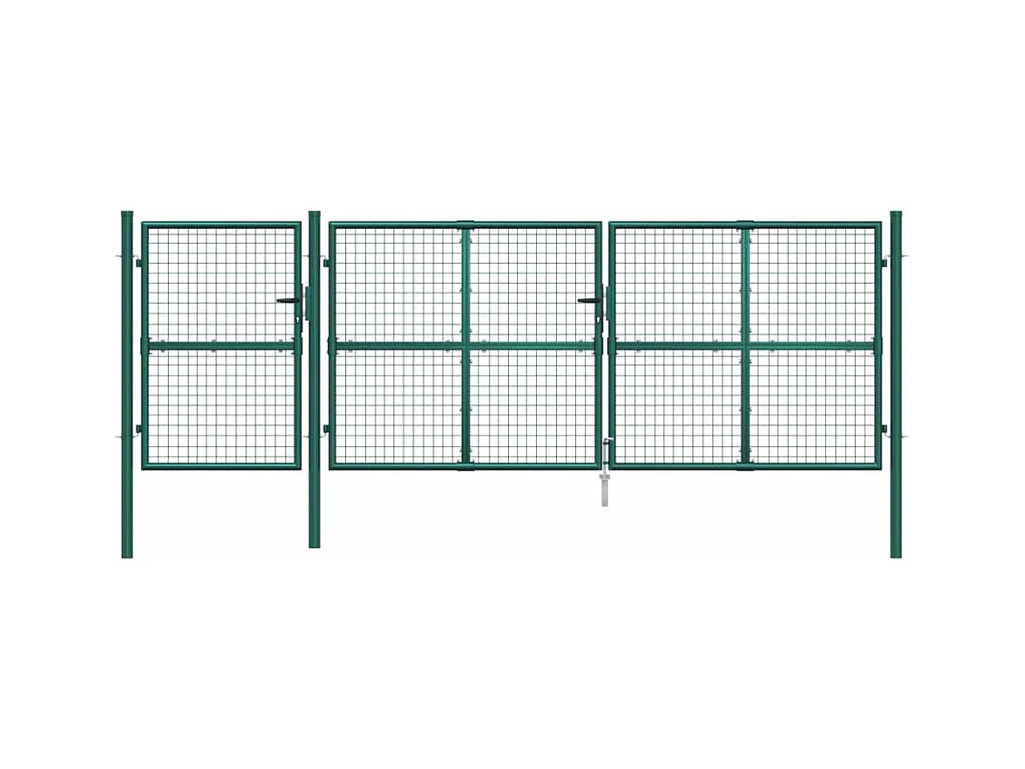 Puerta de jardín de malla verde 400x175 cm de acero galvanizado