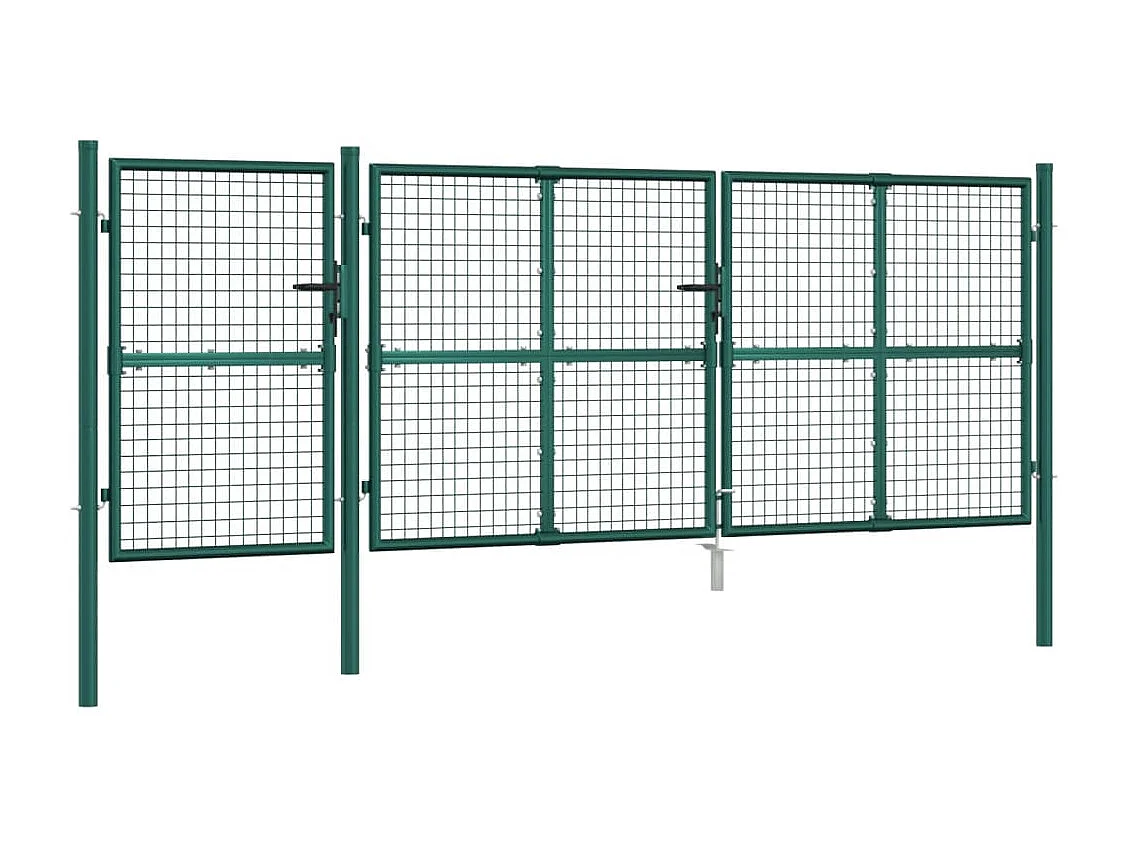 Puerta de jardín de malla verde 400x175 cm de acero galvanizado