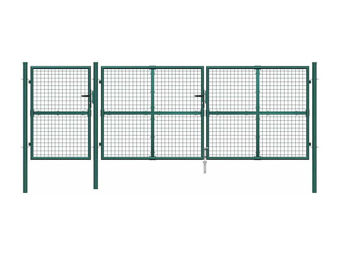 Puerta de jardín de malla verde 400x175 cm de acero galvanizado