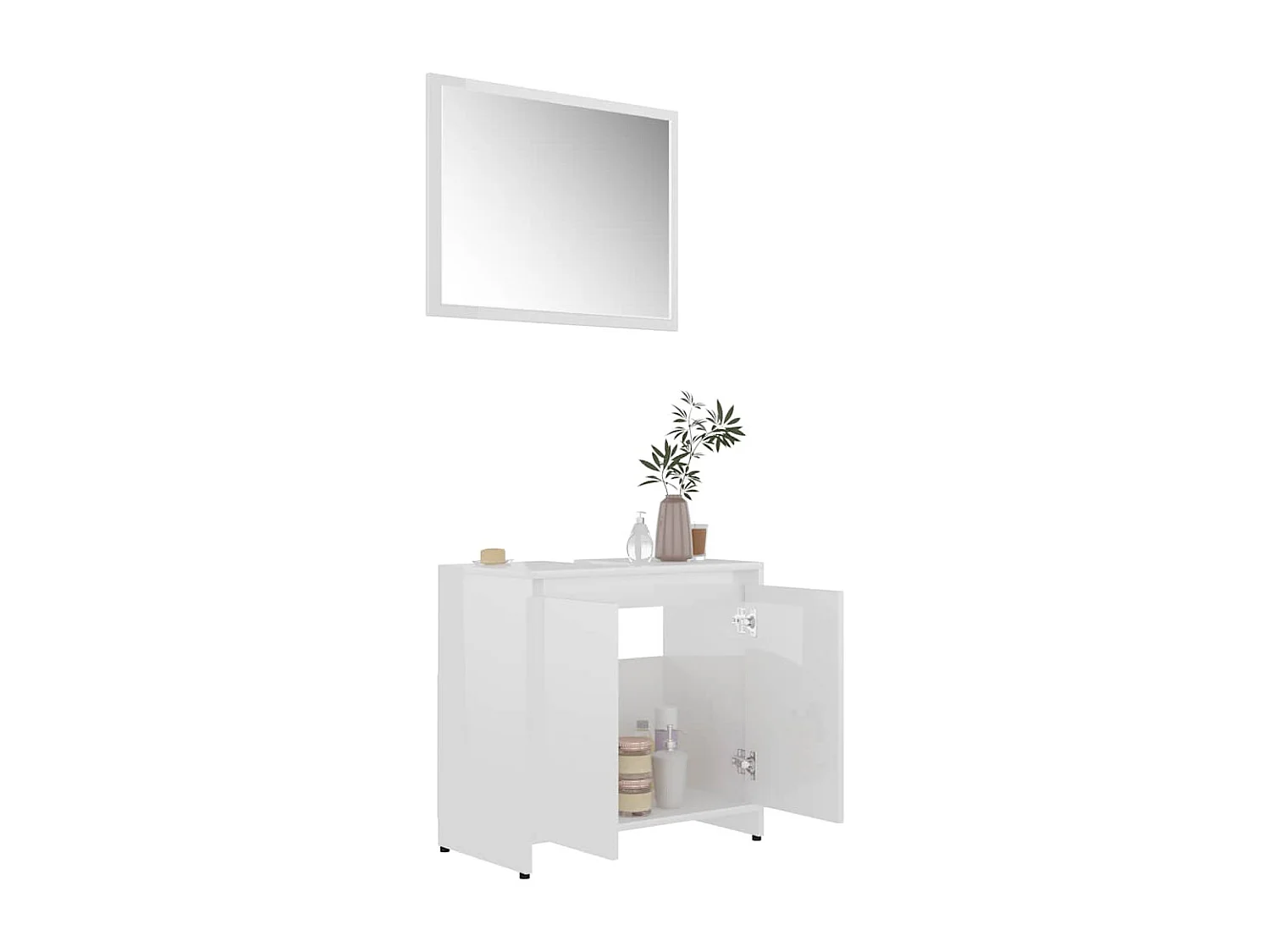 Muebles de baño de madera de ingeniería blanca brillante