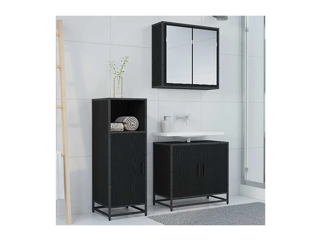 Mobile bagno in rovere nero 35 x 37,5 x 100 cm