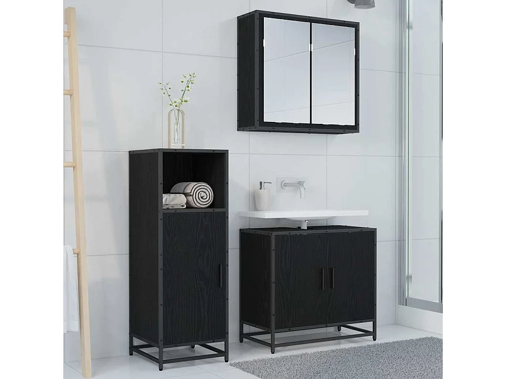 Cabinet de salle de bain Chêne noir 35 x 37.5 x 100 cm