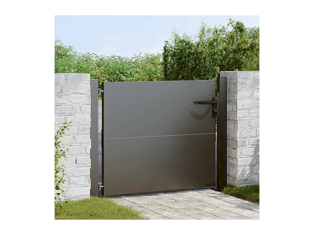 Porte de Jardin Noir 105 x 100 cm Acier peint par poudre