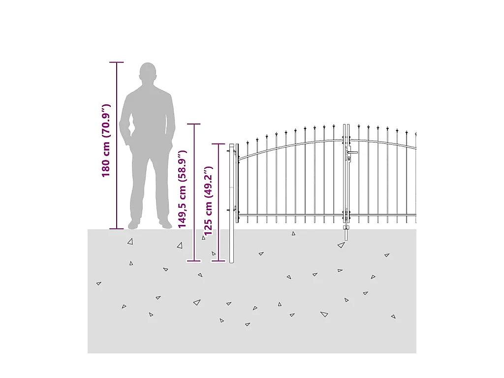 Zwarte tuinpoort 100 x 400 cm