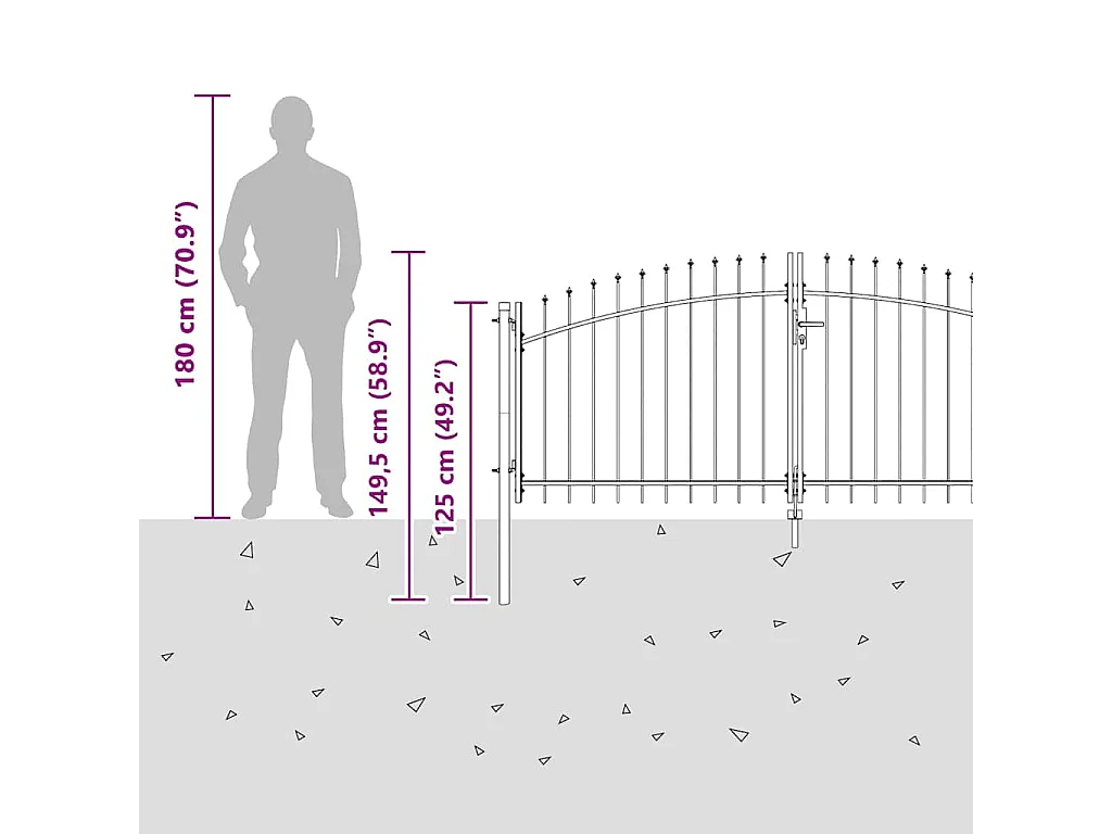 Porte de Jardin Noir 100 x 400 cm