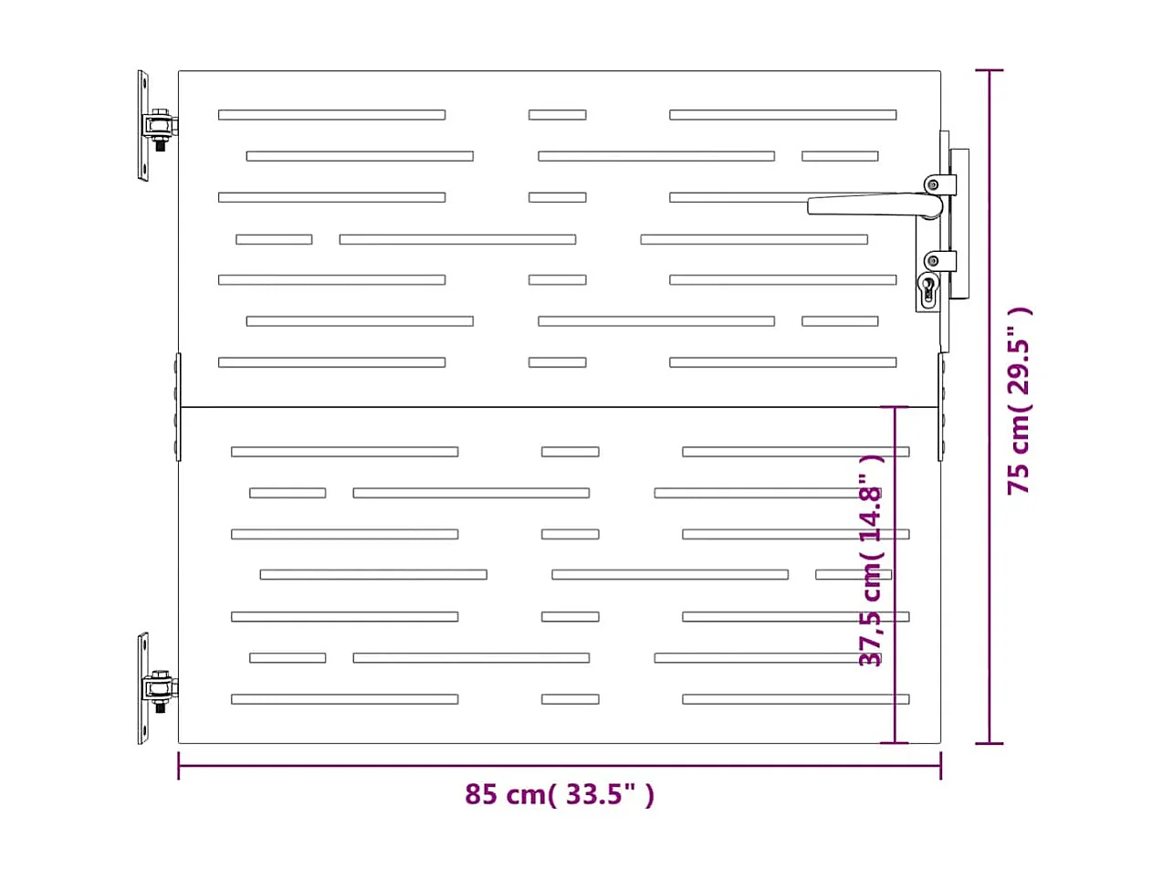 Portail de jardin 85x75 cm acier corten conception de carré