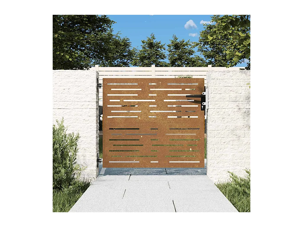 Tuinpoort 85x75 cm cortenstaal vierkant design