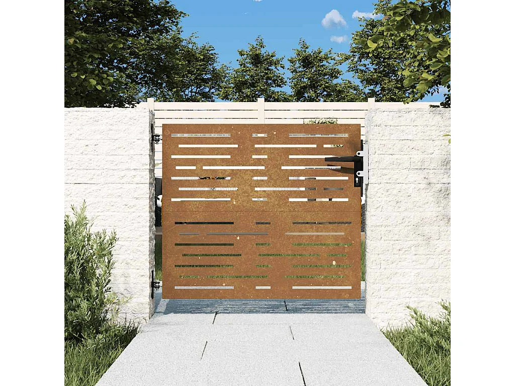 Cancello da giardino 85x75 cm in acciaio corten design quadrato
